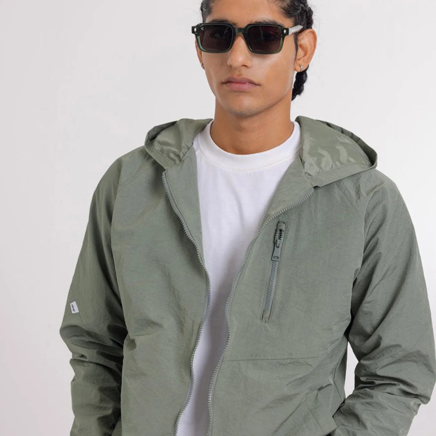 Men Solid Hooded Jacket