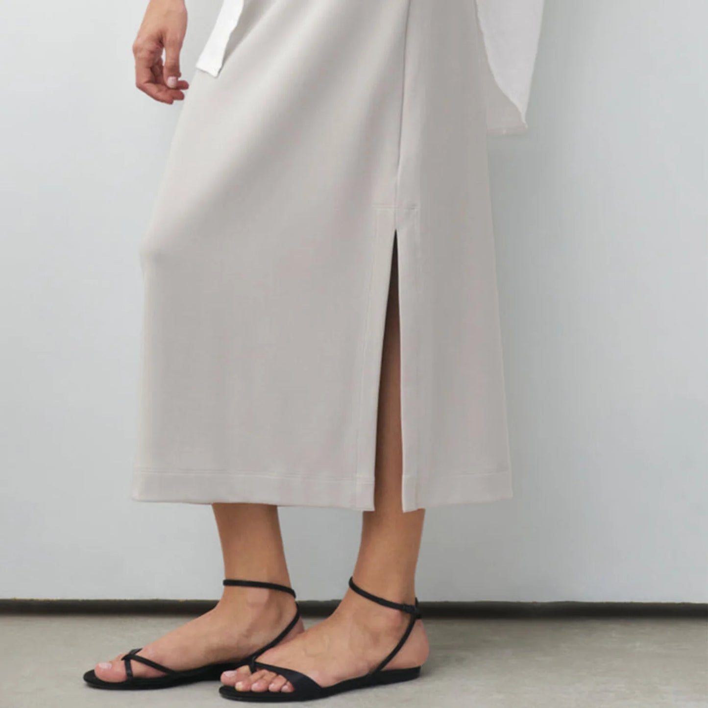 Thigh-Slit Midi Skirt