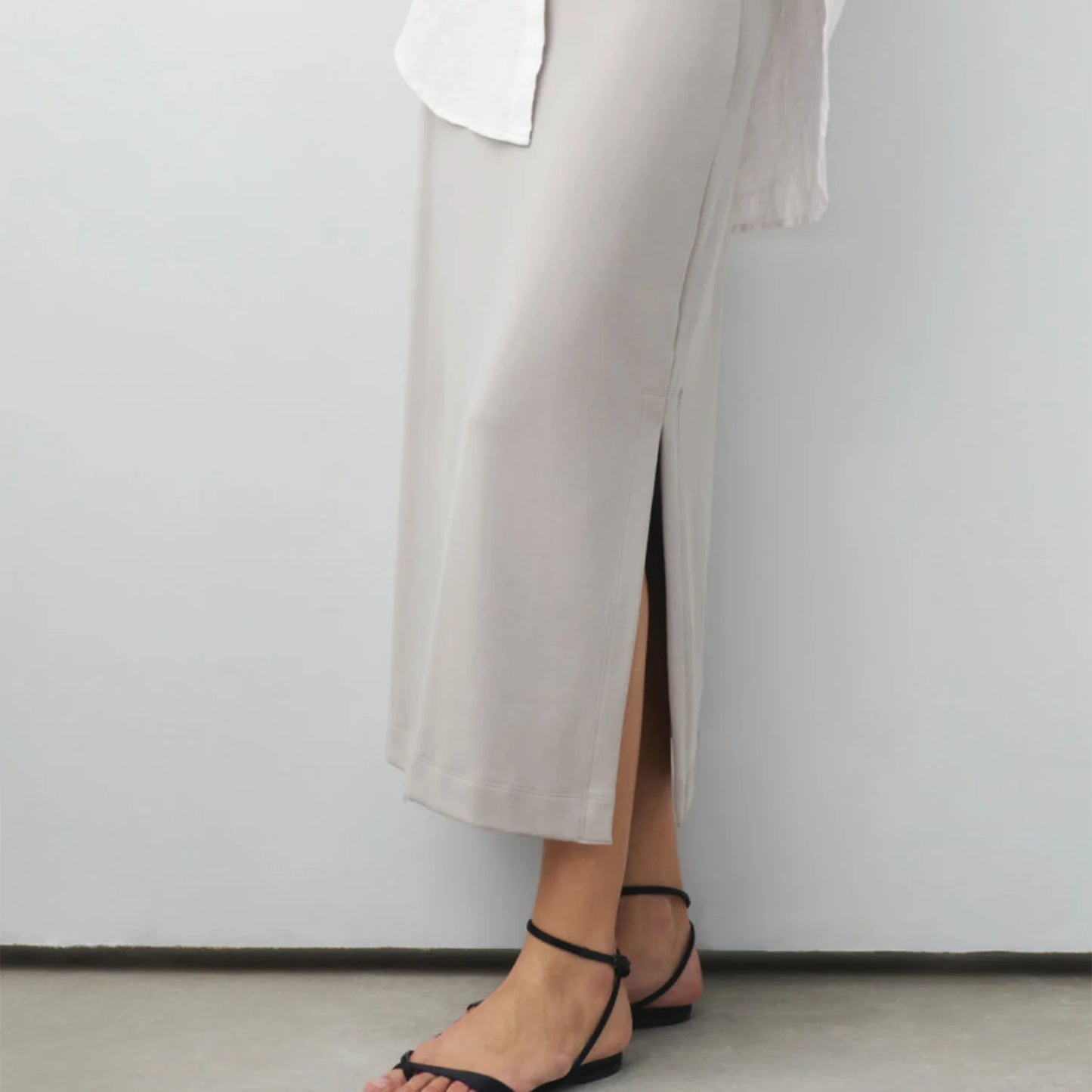 Thigh-Slit Midi Skirt