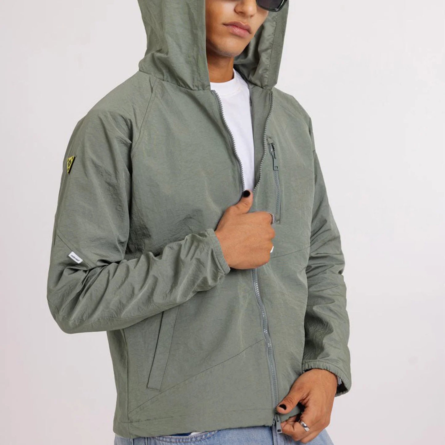 Men Solid Hooded Jacket