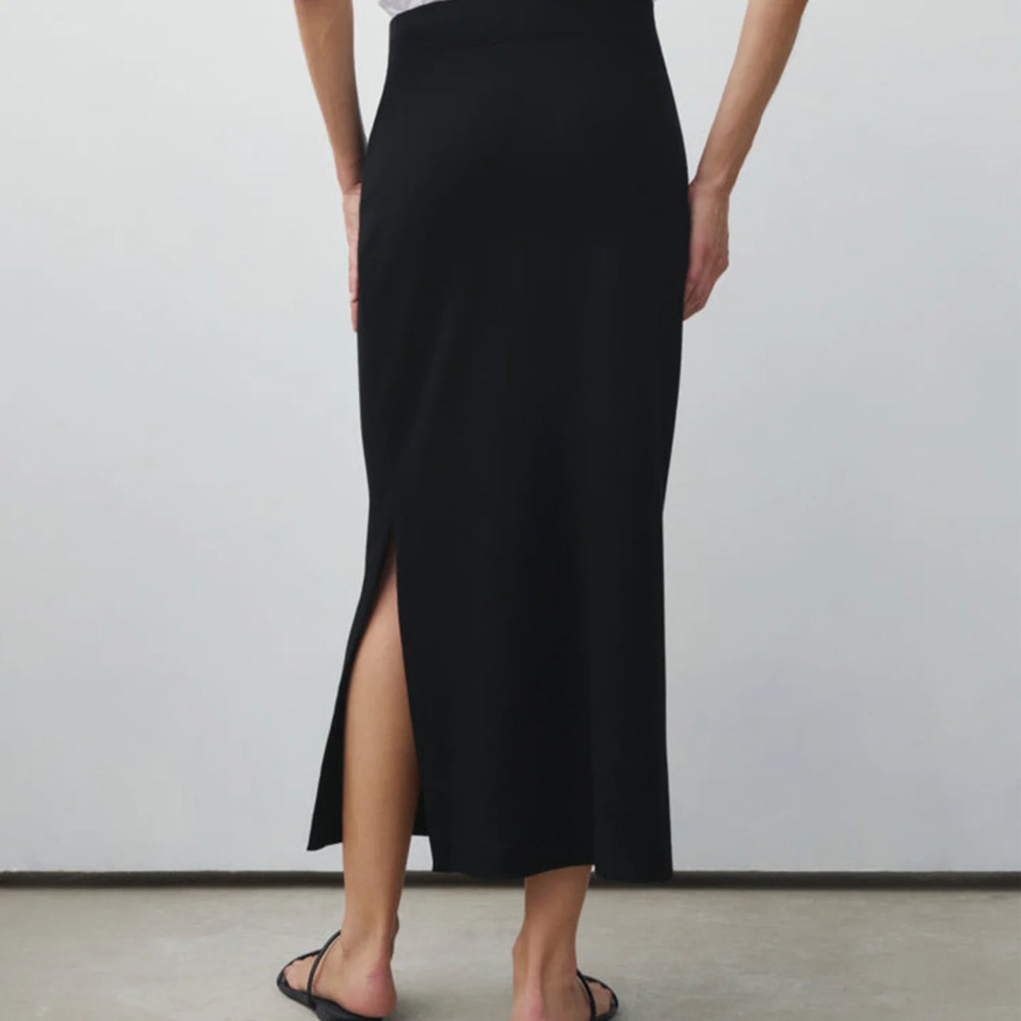Thigh-Slit Midi Skirt