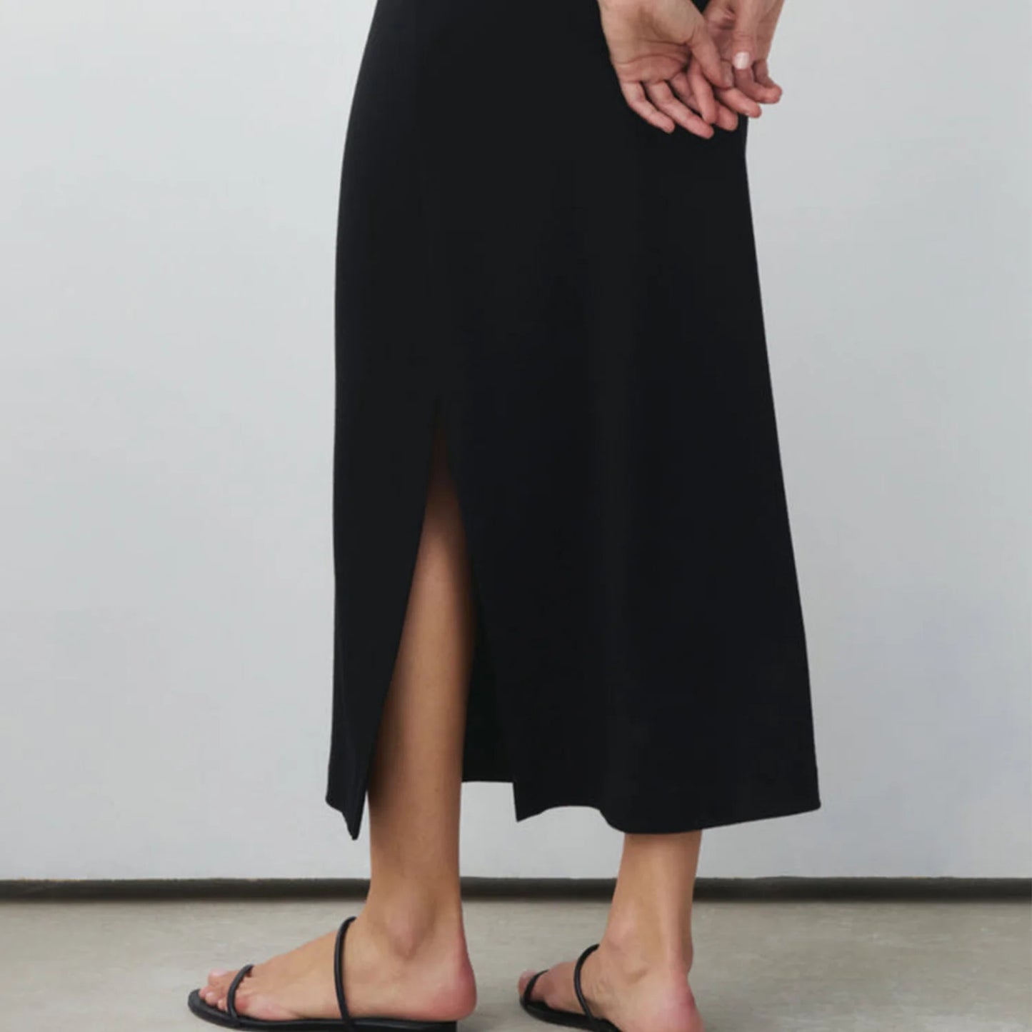 Thigh-Slit Midi Skirt
