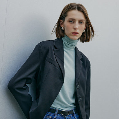Soft Wool Mock Neck T-shirt