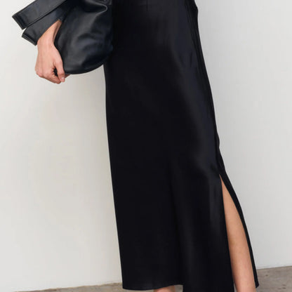 Black Straight Midi Skirt