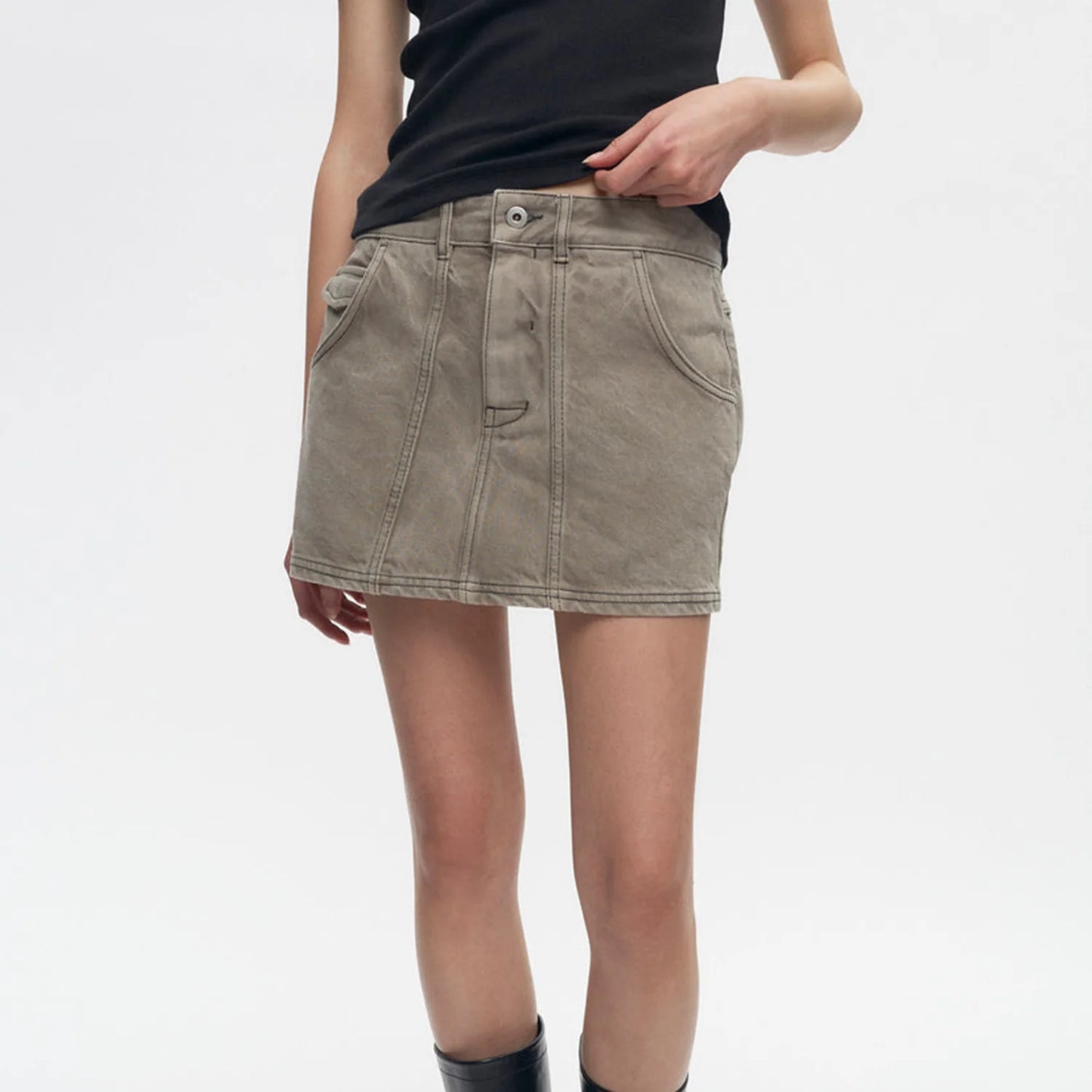 Mid-rise Denim Mini Skirt