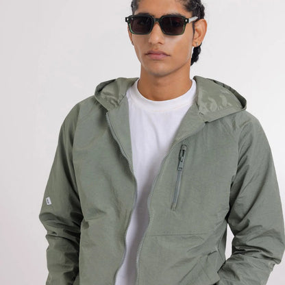 Men Solid Hooded Jacket