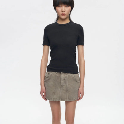 Mid-rise Denim Mini Skirt