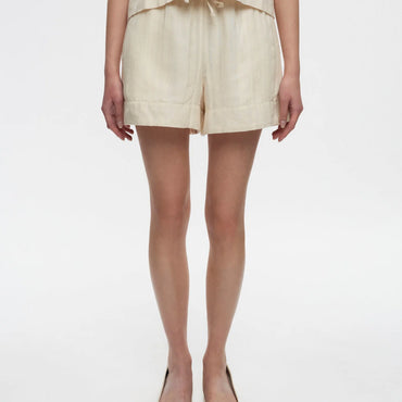 Women Beige Linen Shorts