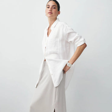 Thigh-Slit Midi Skirt