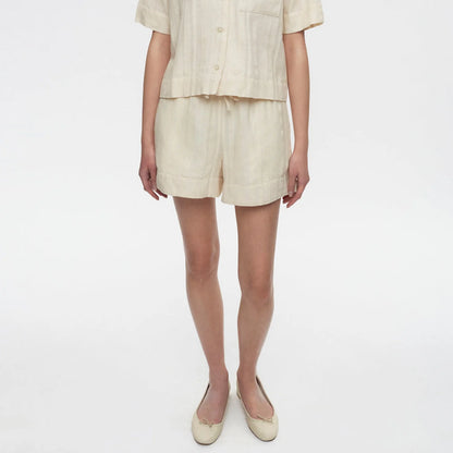 Women Beige Linen Shorts