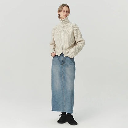 Knitted Sweater With Zip Closure
