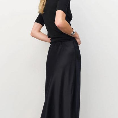 Black Straight Midi Skirt