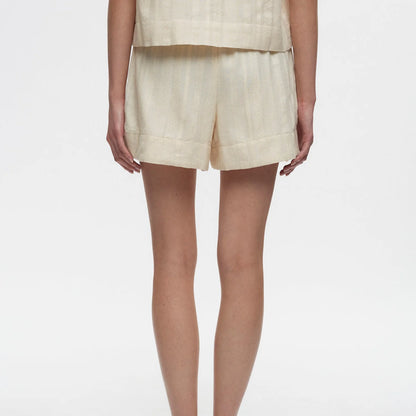 Women Beige Linen Shorts