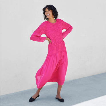 Long Sleeve Crinkle Dress