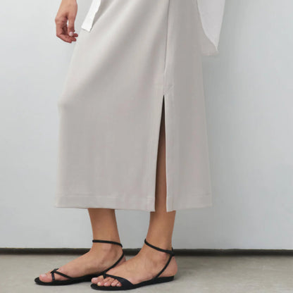 Thigh-Slit Midi Skirt