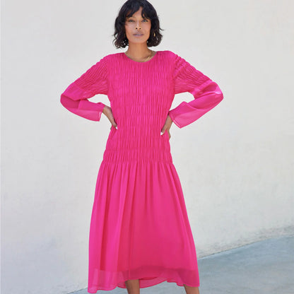 Long Sleeve Crinkle Dress