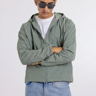 Men Solid Hooded Jacket