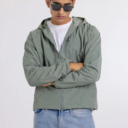 Men Solid Hooded Jacket