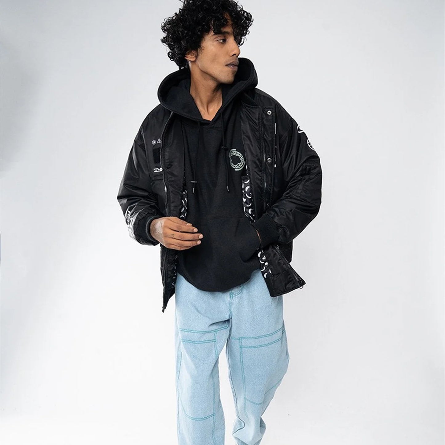 Printed Oversized Bomber Jacket
