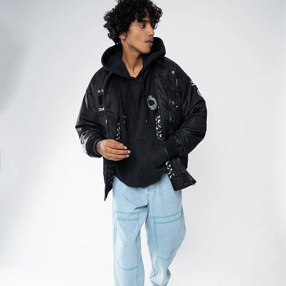 Printed Oversized Bomber Jacket