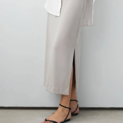 Thigh-Slit Midi Skirt