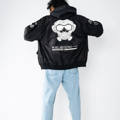 Printed Oversized Bomber Jacket